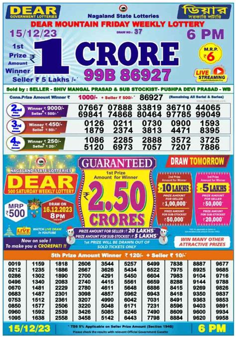 nagaland lottery 15 3 24|Nagaland State Lottery Dear Seagull Friday result for March 15, .